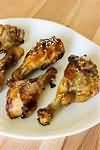 Chicken, drumsticks, roasted, meat and skin