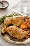 Chicken, leg quarter, casseroled, meat only