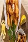 Cod, in batter, fried in sunflower oil, takeaway