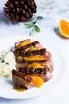 Duck a l'orange, including fat and skin, homemade