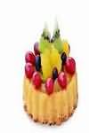 Flan, sponge, with fruit, homemade