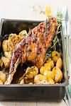 Lamb, leg, whole, roasted well done, lean and fat