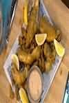 Plaice, in batter, fried in sunflower oil