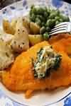 Plaice, in breadcrumbs, baked
