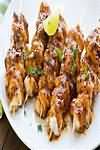 Pork, diced, kebabs, grilled, lean and fat