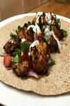 Pork, diced, kebabs, grilled, lean