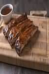 Pork, spare rib chops, braised, lean and fat
