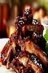 Pork, spare rib slices, grilled, lean and fat