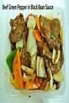 Stir-fry beef with green peppers and blackbean sauce, takeaway