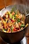 Turkey, strips, stir-fried in corn oil