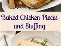 Chicken turkey pieces, coated, baked