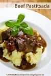 Beef, braising steak, braised, lean and fat