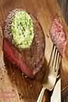 Beef, sirloin steak, grilled rare, lean and fat