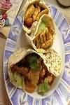 Doner kebab in pitta bread with salad