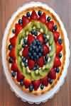 Flan, pastry, with fruit, homemade