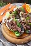 Oxtail, meat only, stewed, weighed with fat and bones