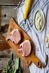 Pork, loin chops, roasted, lean and fat, weighed with bone